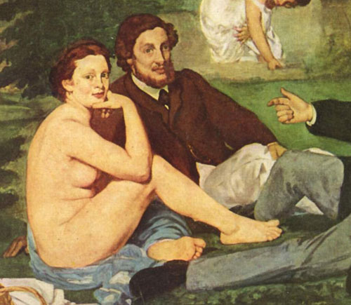 Edouard,Manet,indécente,nonchalante,nue,assise,déjeuner